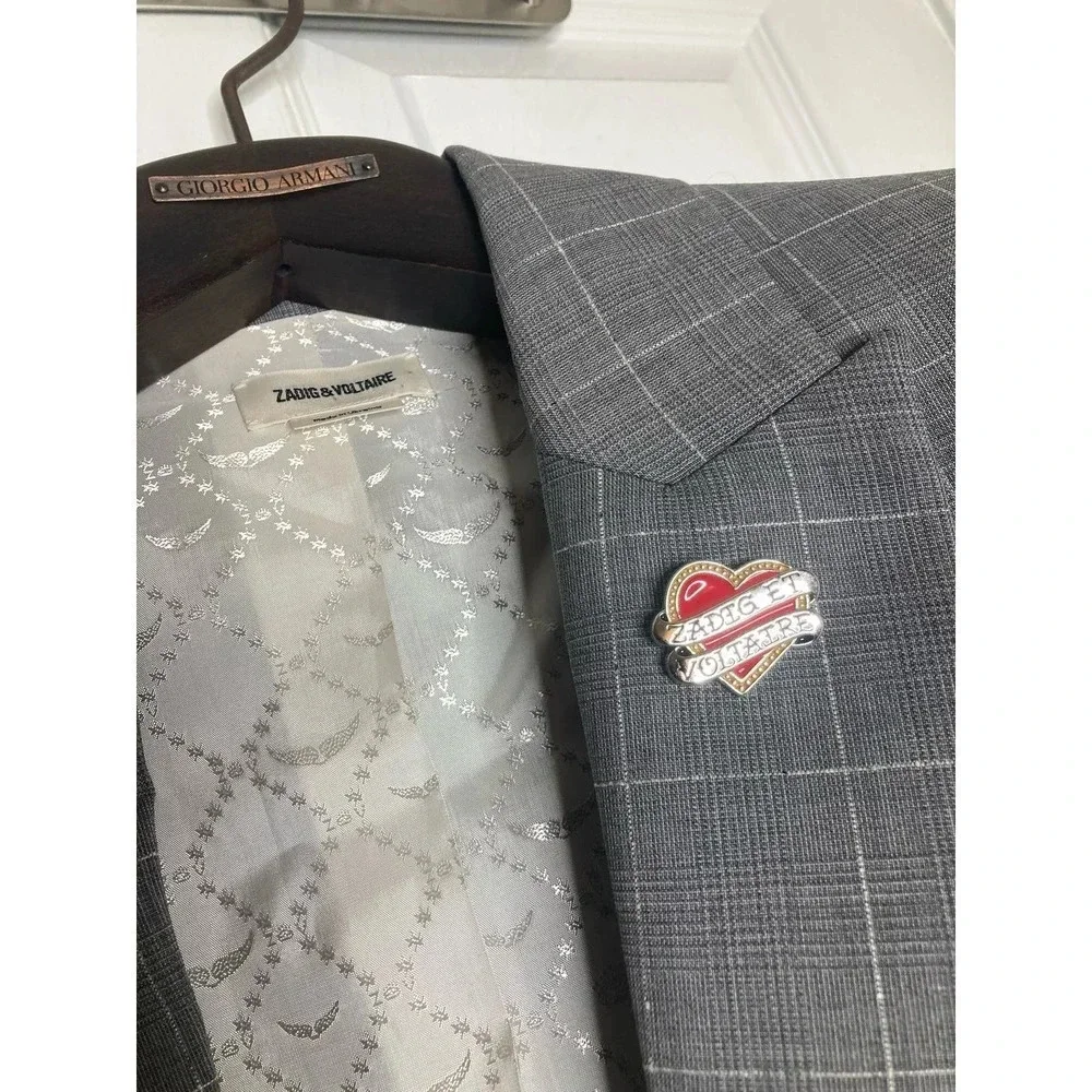 Zadig & Voltaire Viva Check virgin wool Blazer sz 10